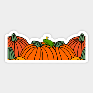 Frog Prince with Pumpkins Sticker